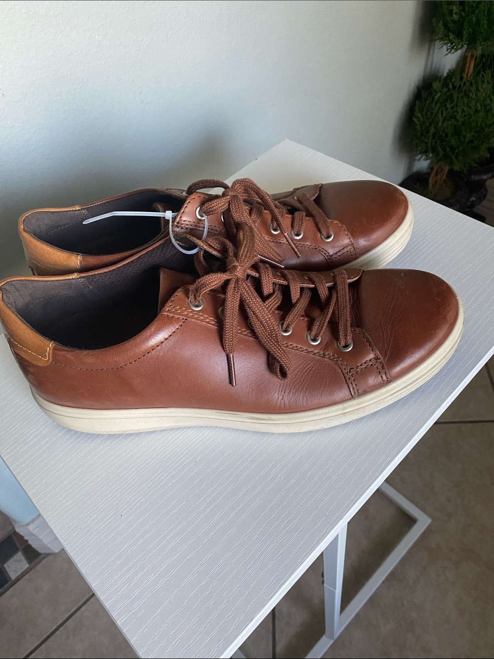 Ecco Men's Brown Leather Lace-Up Casual Sneakers size 43